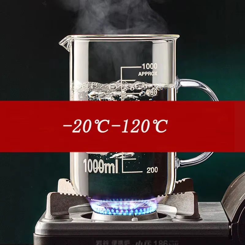 50~1000Ml with Handle Measuring Cup High Borosilicate Glass Clear Scale Cup Laboratory Beaker Kitchen Baking Measuring Mug