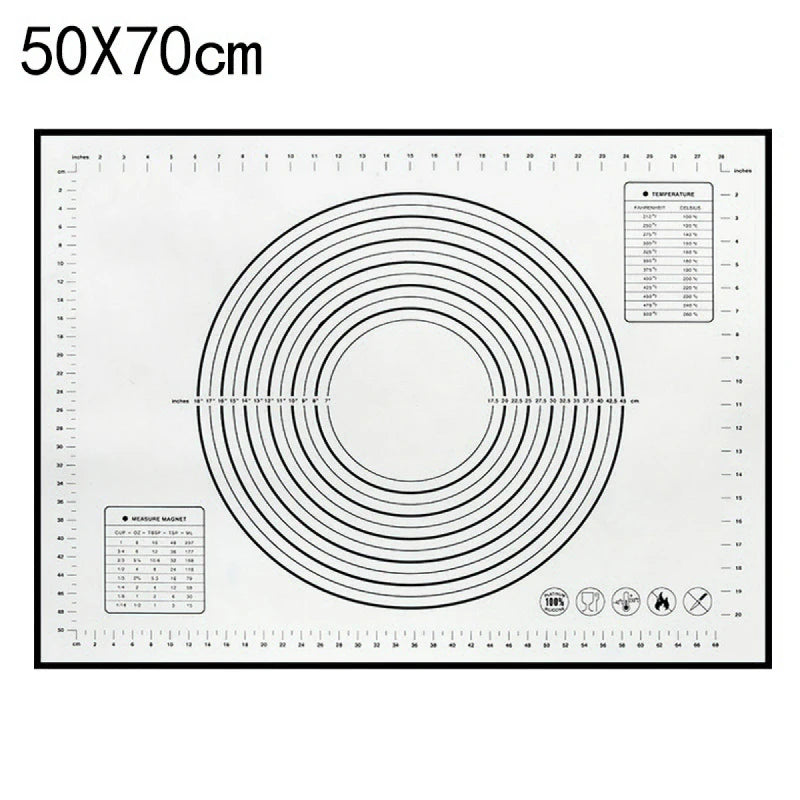 Large Size Silicone Kneading Pad Non-Stick Surface Rolling Dough Mat with Scale Kitchen Cooking Pastry Sheet Oven Liner Bakeware