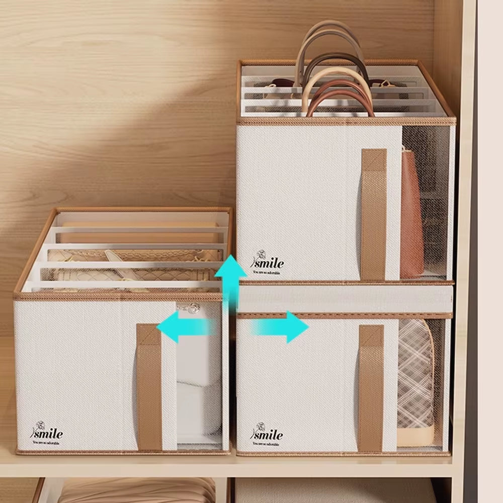 5 Grids Handbag Storage Box Closet Handbag Organizer Wardrobe Clothes Thickened Pants Sweatshirt Shirt Storage Box Compartment