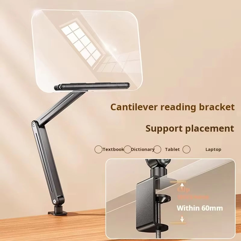 Desk Clamp Acrylic Book Stand for Reading Book Stand Holder, Adjustable Height up to 20 Inches, Suitable for Recipe, Tablet