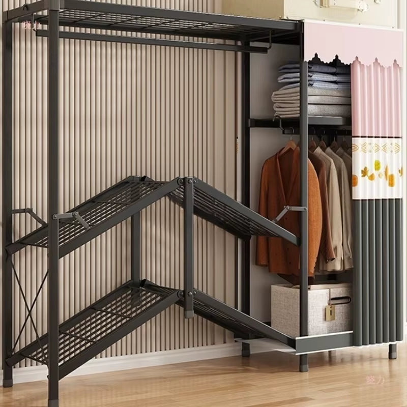 Sturdy Frame Folding Clothes Wardrobe Durable Tool Free Assembly Portable Storage Closet Bedroom Apartment Rental Furniture