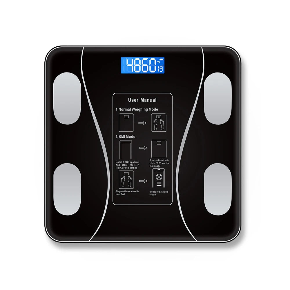 Body Fat Scale Smart Wireless Digital Bathroom Weight Scale Body Composition Analyzer with Smartphone App Bluetooth-Compatible