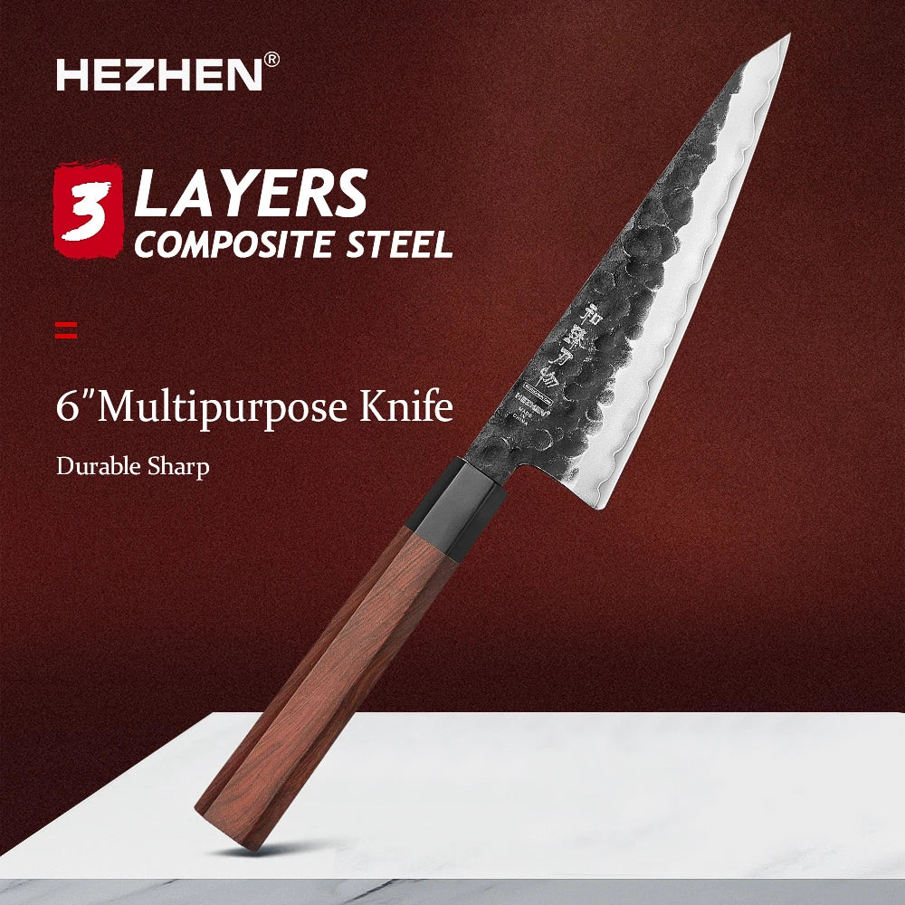 1PC-5PC Kitchen Knife Set Chef Utility Stainless Steel 3 Layers Composite Steel Santoku Nakiri Kitchen Accessories