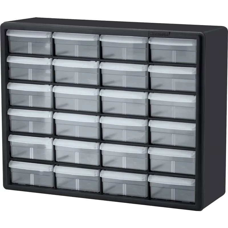 24-Drawer Plastic Drawer Storage Cabinet for Garage Organization, Bead Organizer, Building Bricks Storage, Teacher Too