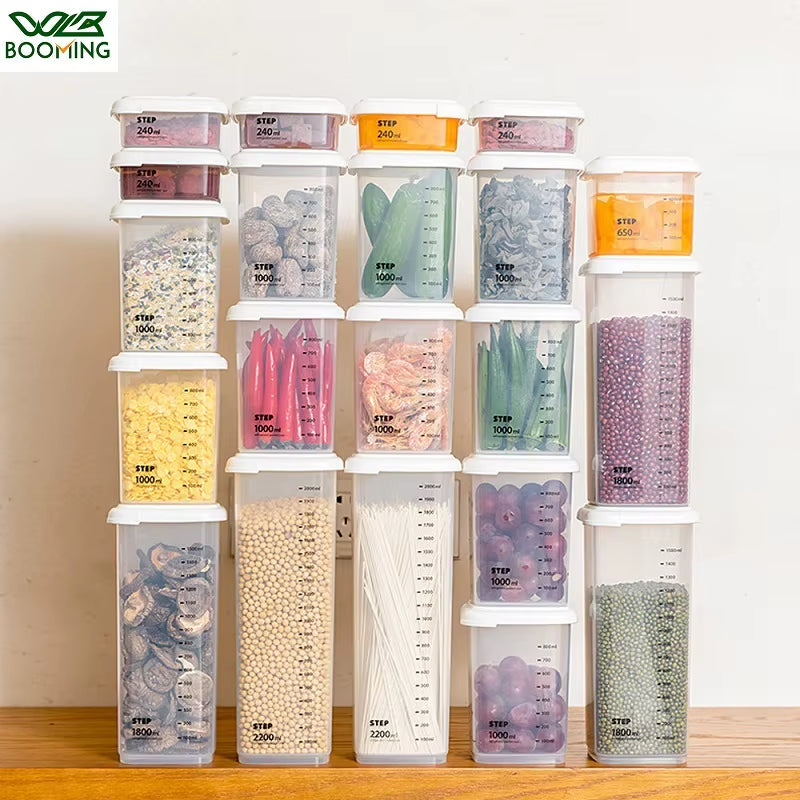 Plastic Sealed Cans Kitchen Storage Box Transparent Food Canister Keep Fresh New Clear Container in Different Capacity