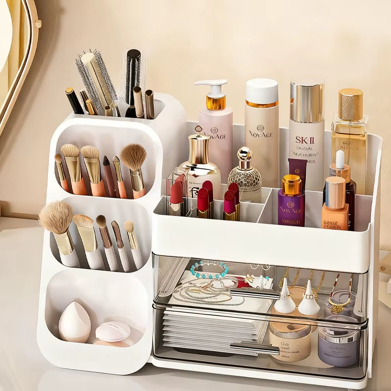 Slant Insertion Cosmetic Storage Box, Dressing Table Desktop, Large Capacity Skincare Shelf, Stationery Storage Box, Pen Holder
