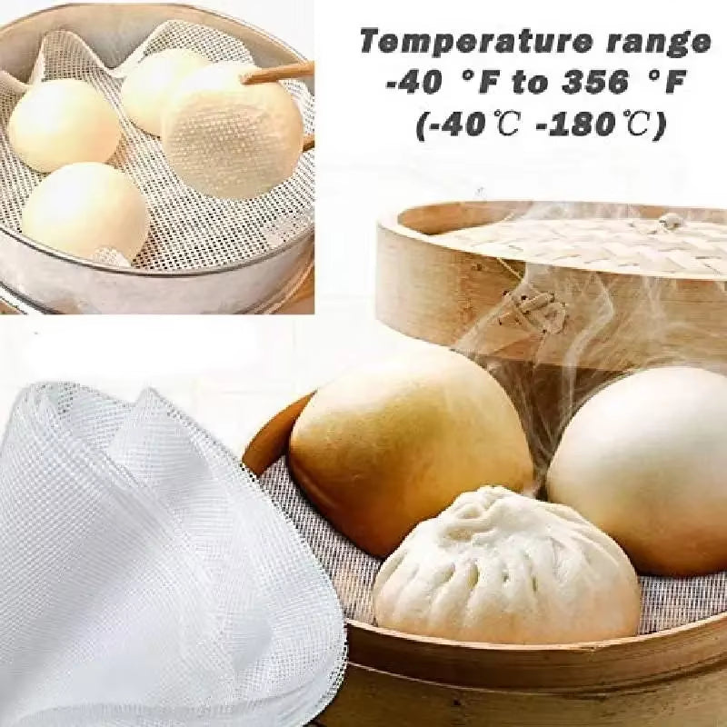 4Pcs Silicone Steamer Mat Reusable Steamer Paper Liner round Dim Sum Mesh Non-Stick Mesh Mat Pad for Buns Dumpling Baking Pastry