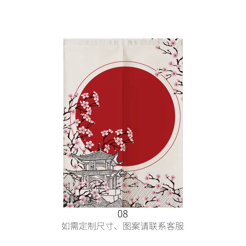 Japanese Ukiyo-E Linen Door Curtain Noren Bedroom Kitchen Curtains Home Entrance Decoration Customizable Curtain