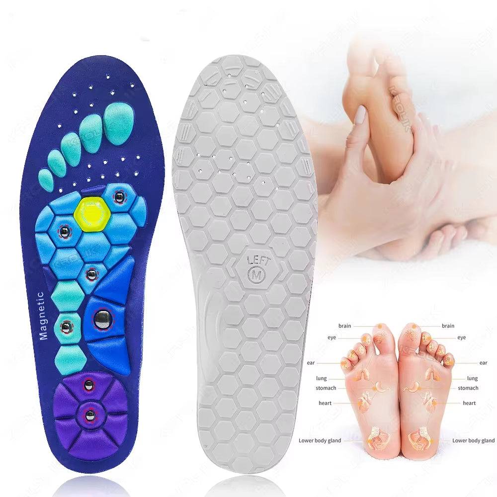 New Style 1 Pairs Magnetic Insoles EVA Massage Arch Support for Foot Pain Relief Slim Legs Acupressure Therapy Unisex Pads