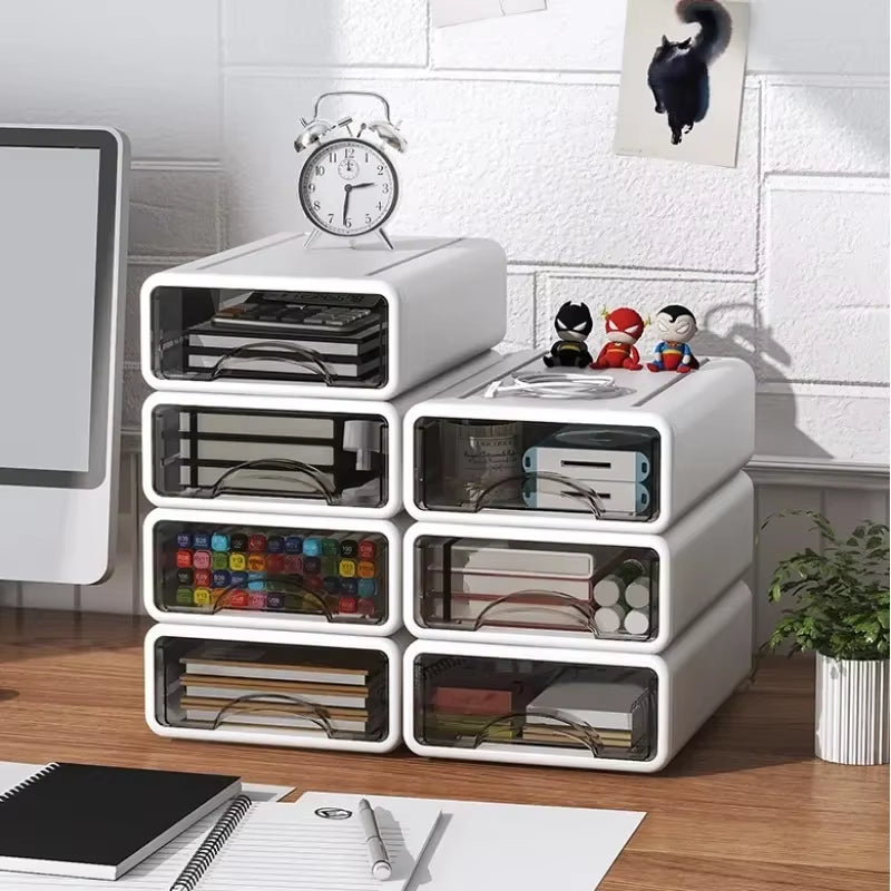 Plastic Box Desktop Organizer Drawer Makeup Storage Box Stackable Jewelry Container Large Mask Office Storage Medicine Dustproof