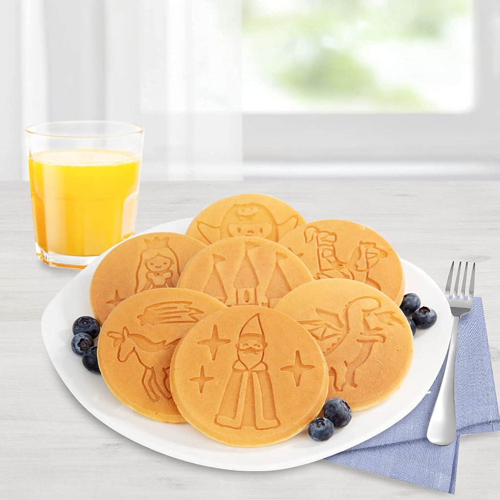 Fantasy Friends Mini Pancake Pan - Nonstick Griddle for Breakfast Magic, Featuring a Princess Castle & More, 7 Unique Flapjacks