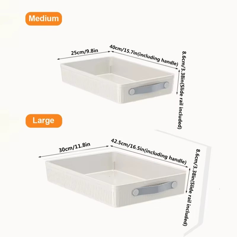Kitchen Sliding Drawer Slide Rail Cabinet Clothes Spice Dish Bowl Pull Out Cabinet Organizer Tray with Handle Easy Carry