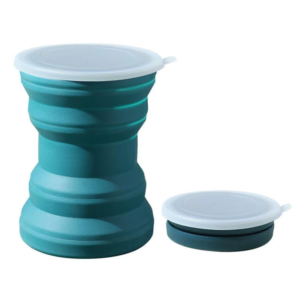 Portable Silicone Foldable Cup with Lanyard Heat Resistant Collapsible Cups Lid Folding Storage Travel Mug for Hot Water