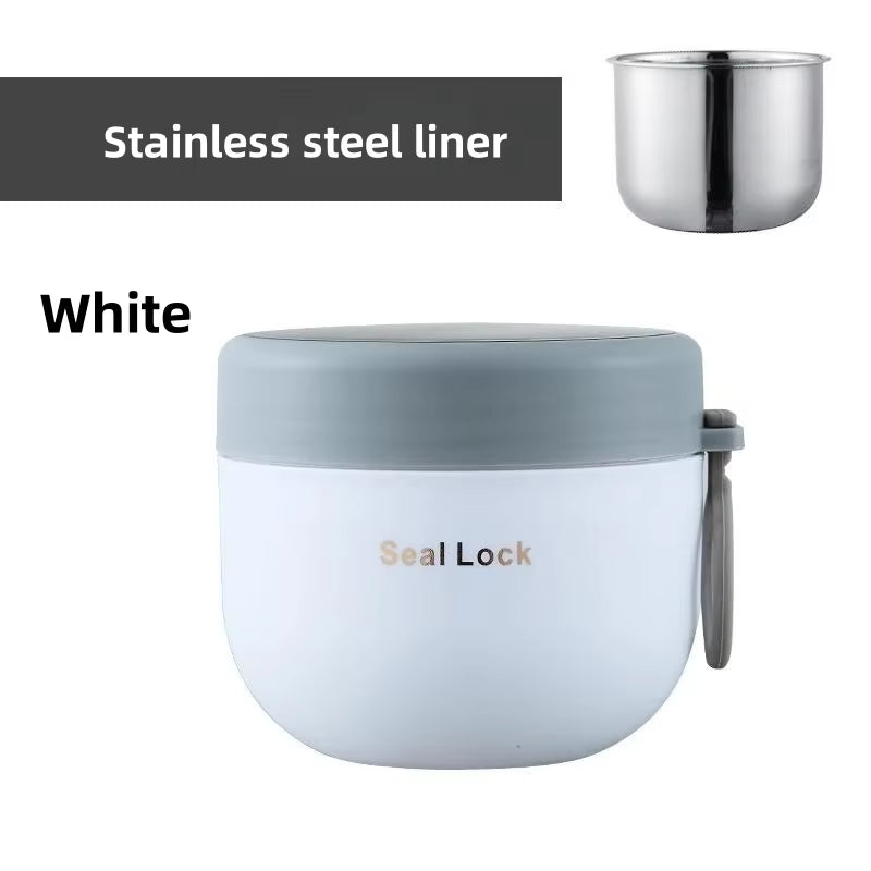 600ML 304 Stainless Steel Soup Noodle Bowls with Lid Microwave Safe Lunch Box Students Office School Reusable Food Container