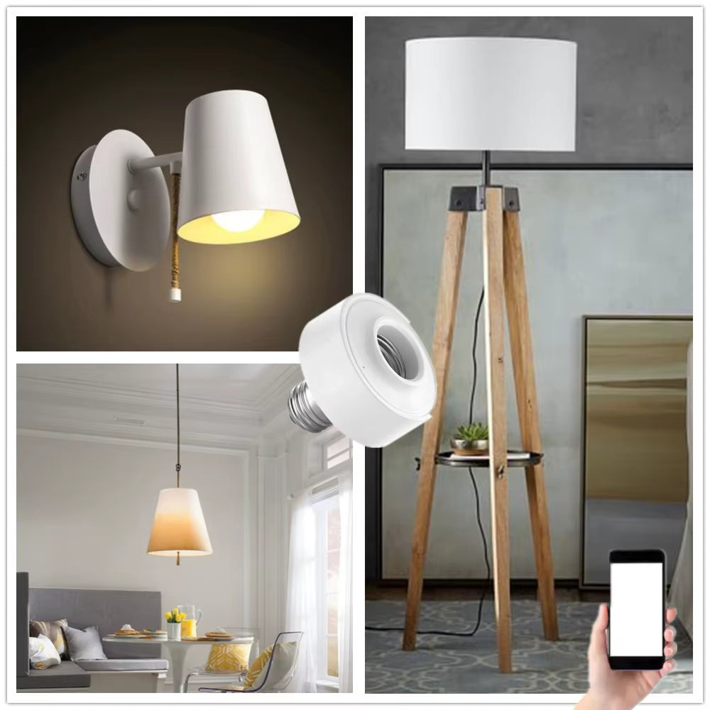 Tuya Smart Wifi Light Socket Lamp Holder for Led Bulb E27 E26 Google Home Echo Alexa Voice Control, Remote Control on OFF