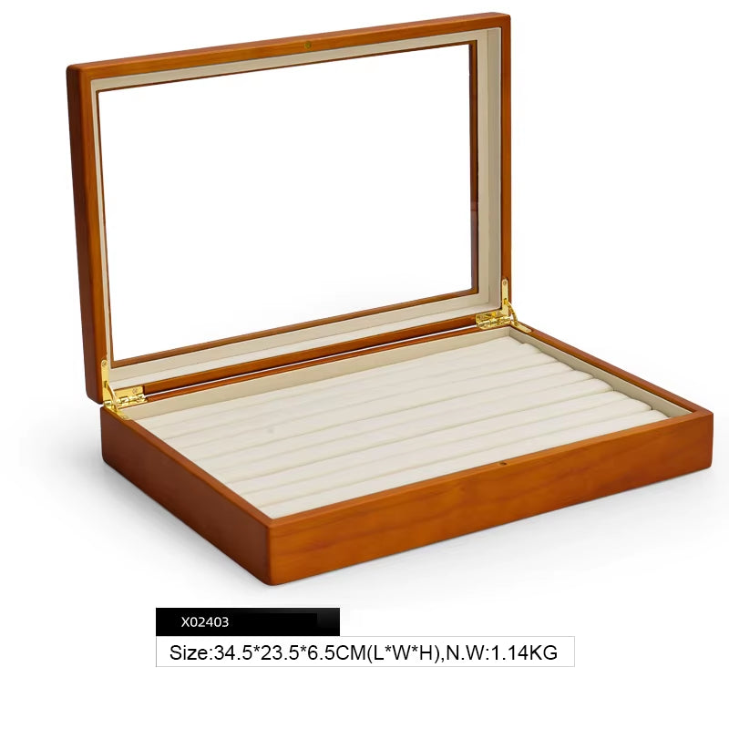 Wooden Jewelry Box Retro Jewelry Display Ring Necklace Earring Bracelet Box Multi Jewelry Storage Organizer Display Case