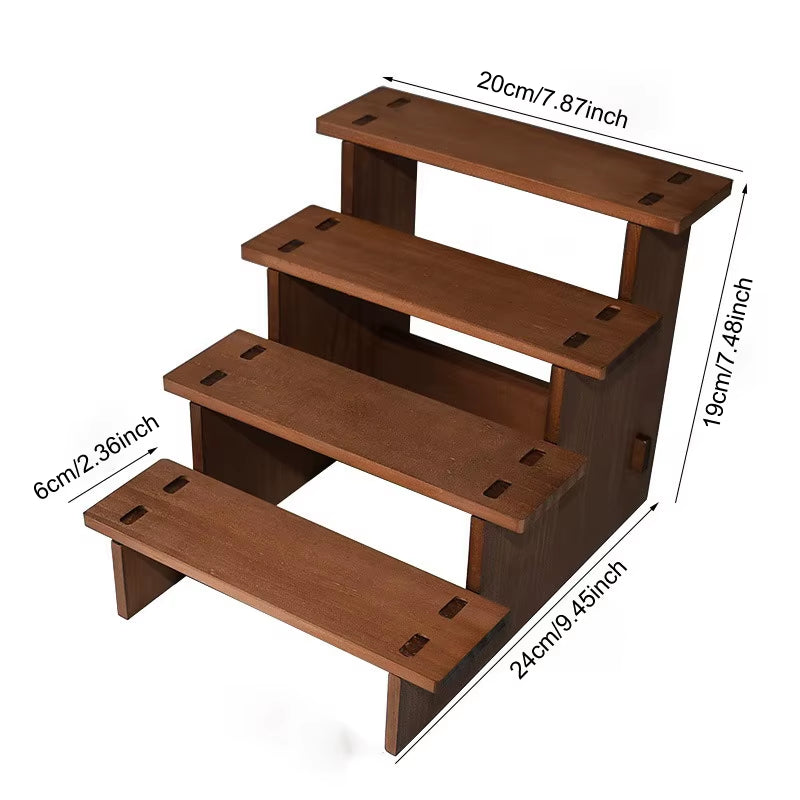 2/3/4/5 Layers Vintage Wood Display Stand Bracelet Hairpins Ring Jewelry Storage Rack Multifunctional Desktop Sundries Organzier