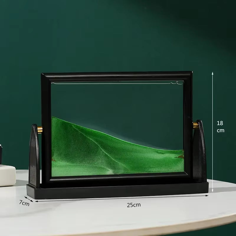 Rotatable Sandscape Moving Sand Art Picture Square Glass 3D in Motion Quicksand Hourglass Creative Flowing Sand Home Decor Gifts