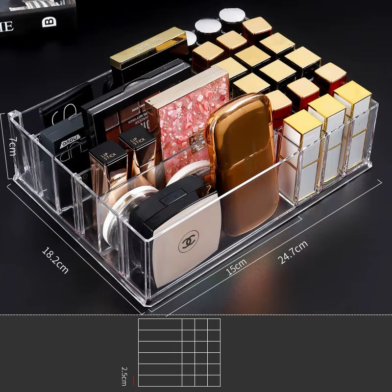 Large 8Girds Makeup Holder Eyeshadow Palette Storage Organizer Cosmetic Case 2In1 Desktop Drawer Storage Box Lipstick Holder