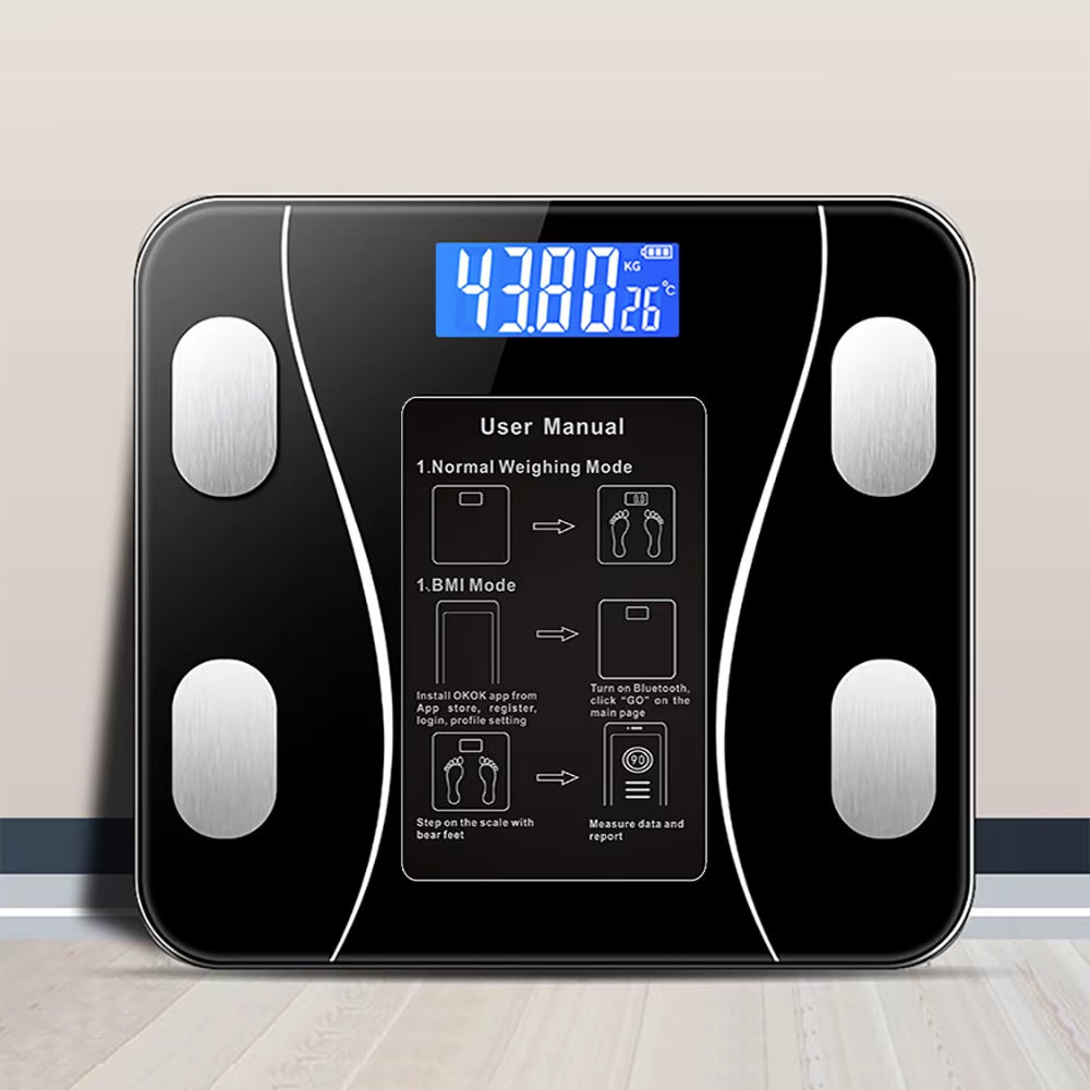 Body Fat Scale Smart Wireless Digital Bathroom Weight Scale Body Composition Analyzer with Smartphone App Bluetooth-Compatible