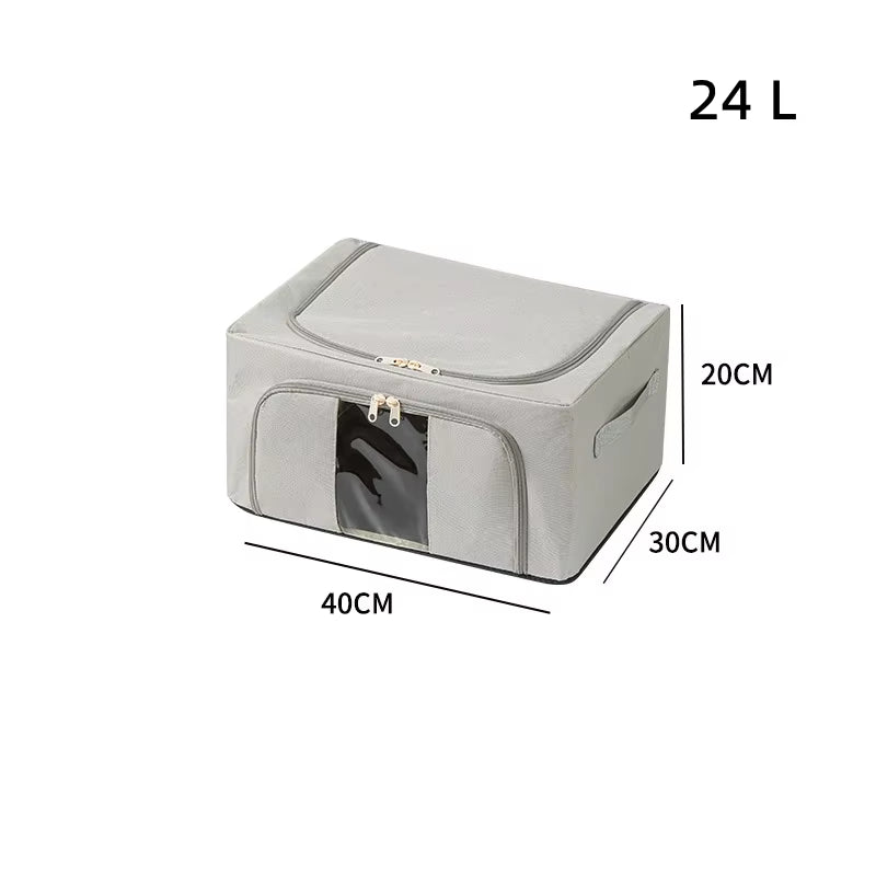 Foldable Large Capacity Clothing Storage Box Single Window Visible Fabric Dustproof Moisture-Proof Multi-Purpose Storage Box