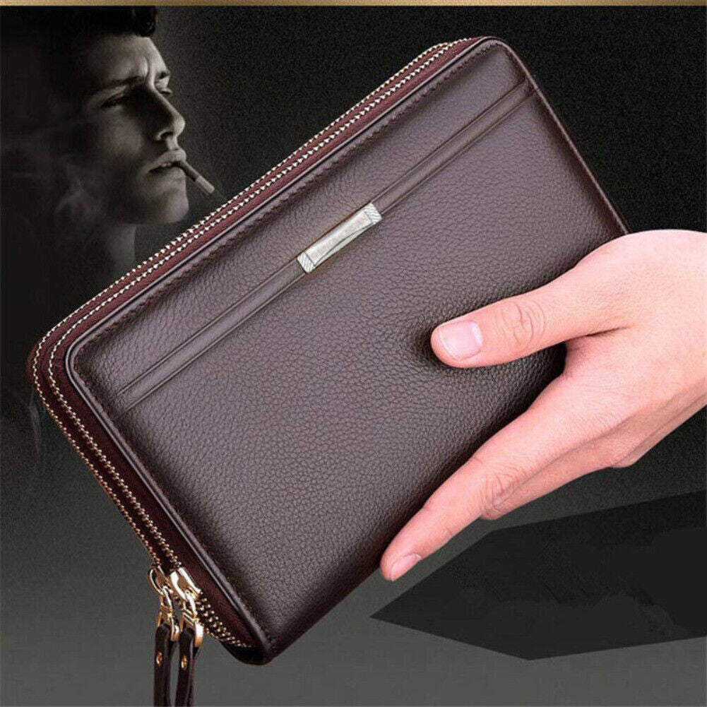 Men'S Leather Wallet Business Clutch Handbag Wallet Purse Mobile Phone Bag USA