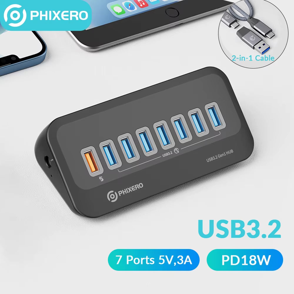 USB Splitter USB 3.2 Hub 5Gbps Type C Adapter Multi Ports USB 3.0 Docking Station Hub for Surface Macbook Laptop PC Hub