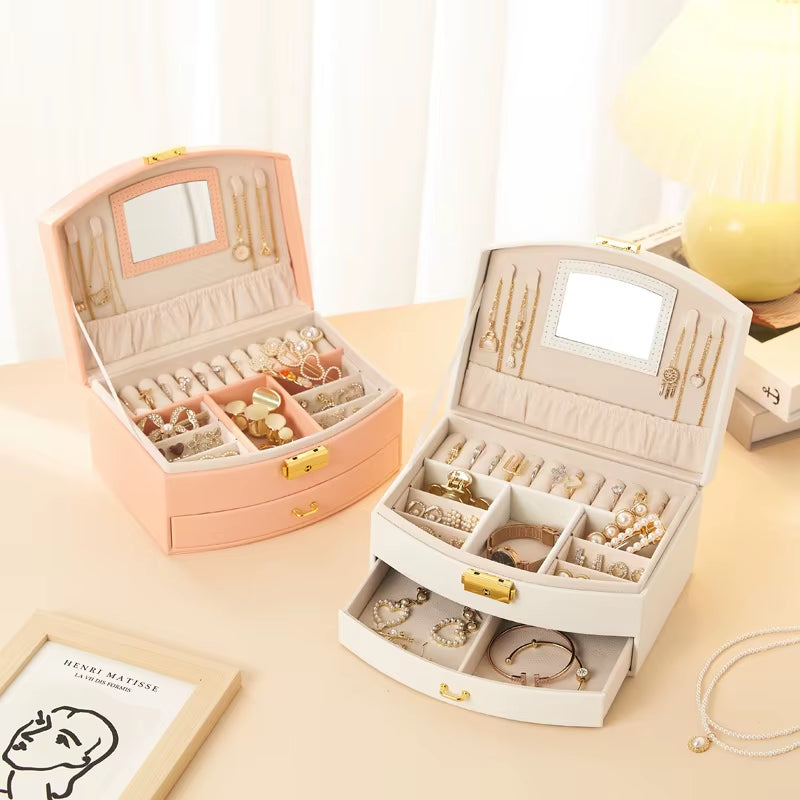 Handheld Luxury Jewelry Box, Multi-Layer Drawer Storage Box, Used for Classifying and Storing Rings, Earrings, Necklaces