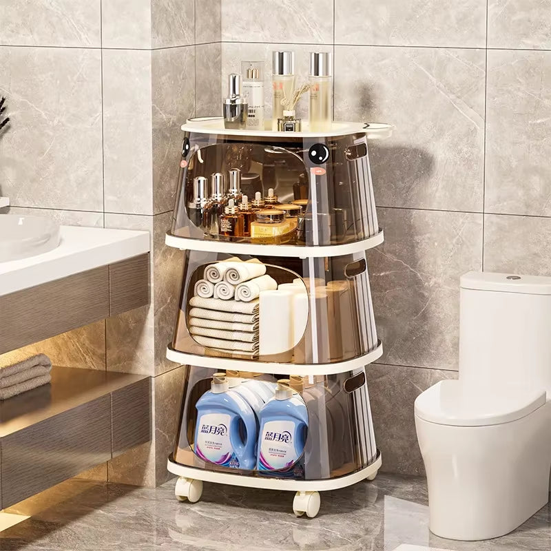 Foldable Multi Tier Rolling Kitchen Storage Trolley Cart Portable Organizer Wheels Vegetable Fruit Pantry Home Utility Furniture