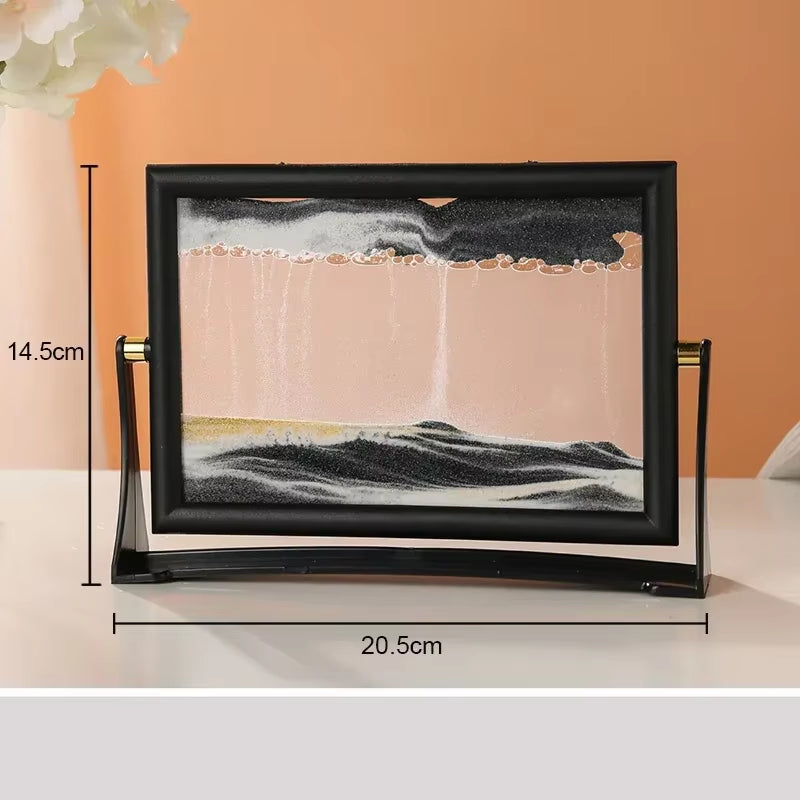 Rotatable Sandscape Moving Sand Art Picture Square Glass 3D in Motion Quicksand Hourglass Creative Flowing Sand Home Decor Gifts