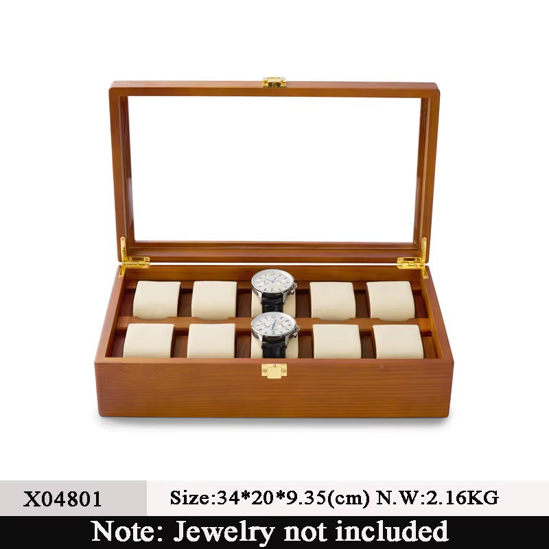 10 Grids Solid Wood Jewelry Organizer Box Watch Holder Storage Case Watch Display Box for Man Women Regalos Para Hombre