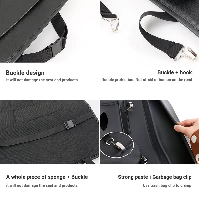 Car Seat Back Organizer PU Leather Backseat Bag Multifunctional Car Storage Organizer with 6-Pocket for Travel Stowing Tidying