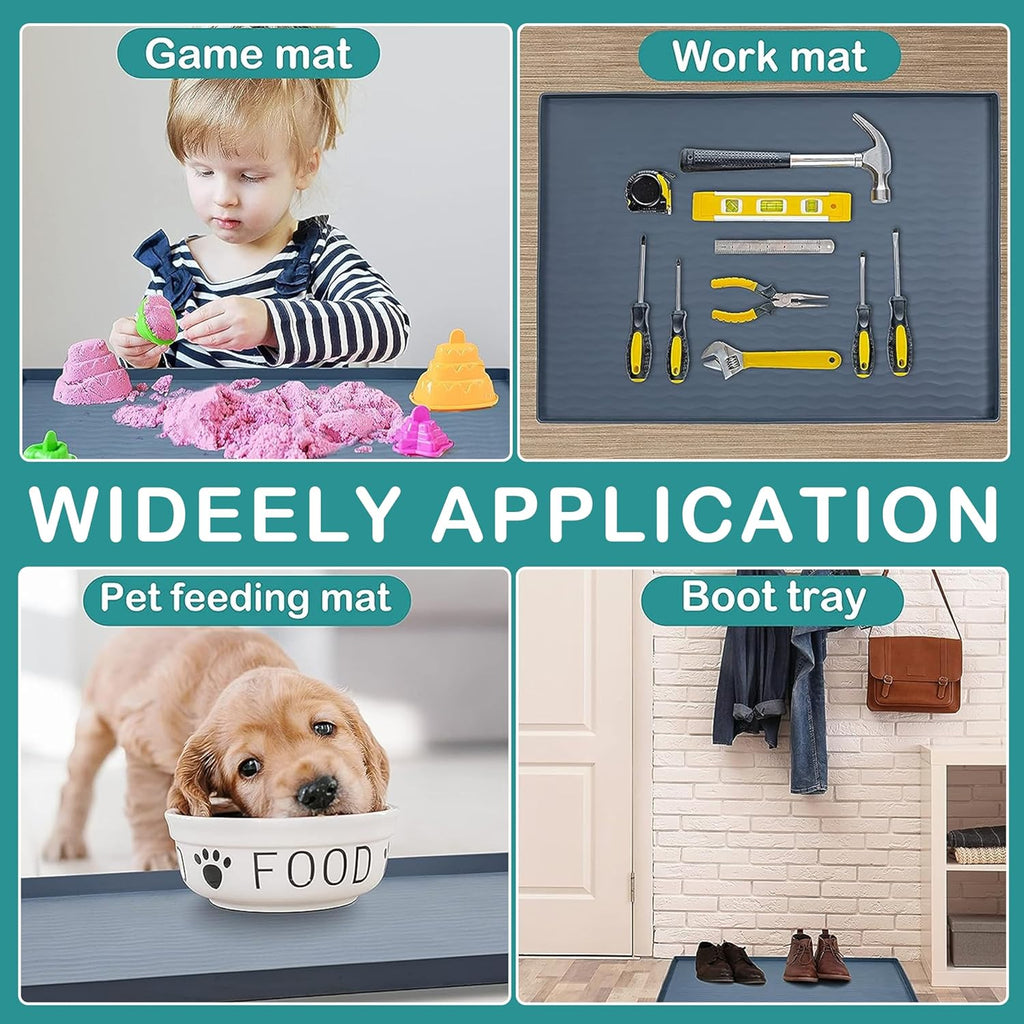 Waterproof Silicone under Sink Mat 55 W X 78 L Cm Shelf Liner for Kitchen and Bathroom, Cabinet and Counter Protector, Storage & Organizers, Litter Mat (Dark Grey)