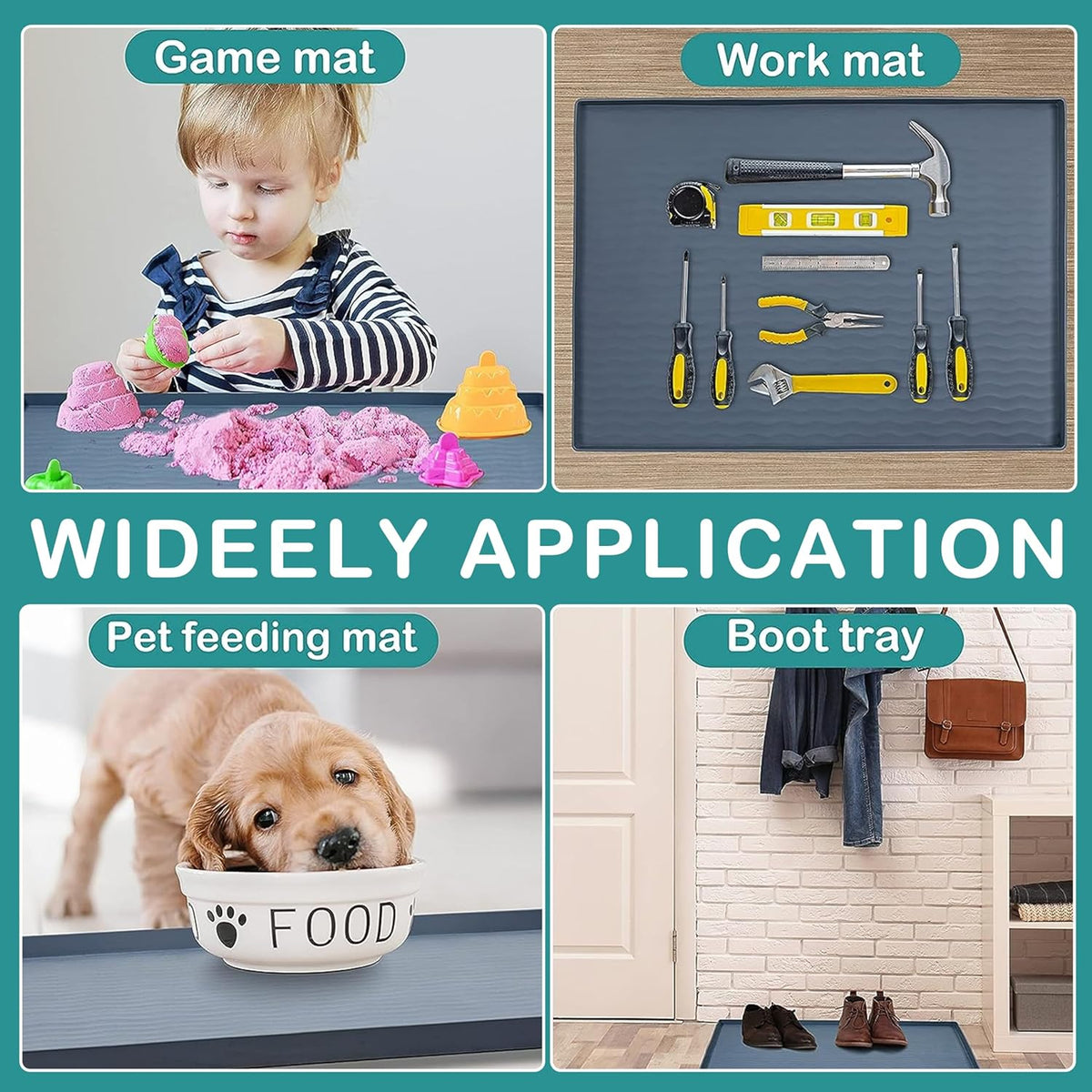 Waterproof Silicone under Sink Mat 55 W X 78 L Cm Shelf Liner for Kitchen and Bathroom, Cabinet and Counter Protector, Storage & Organizers, Litter Mat (Dark Grey)