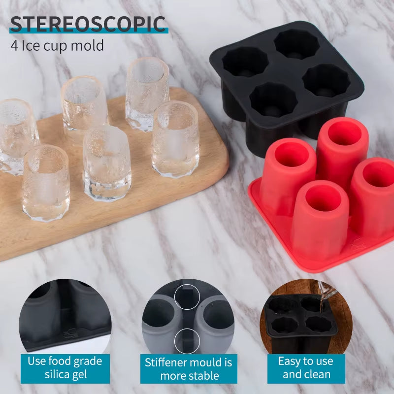 Ice Cup Cube Tray Mold Makes Shot Glasses Ice Mould Novelty Gifts Ice Cube Tray Summer Drinking Tool Ice Shot Glass Mold