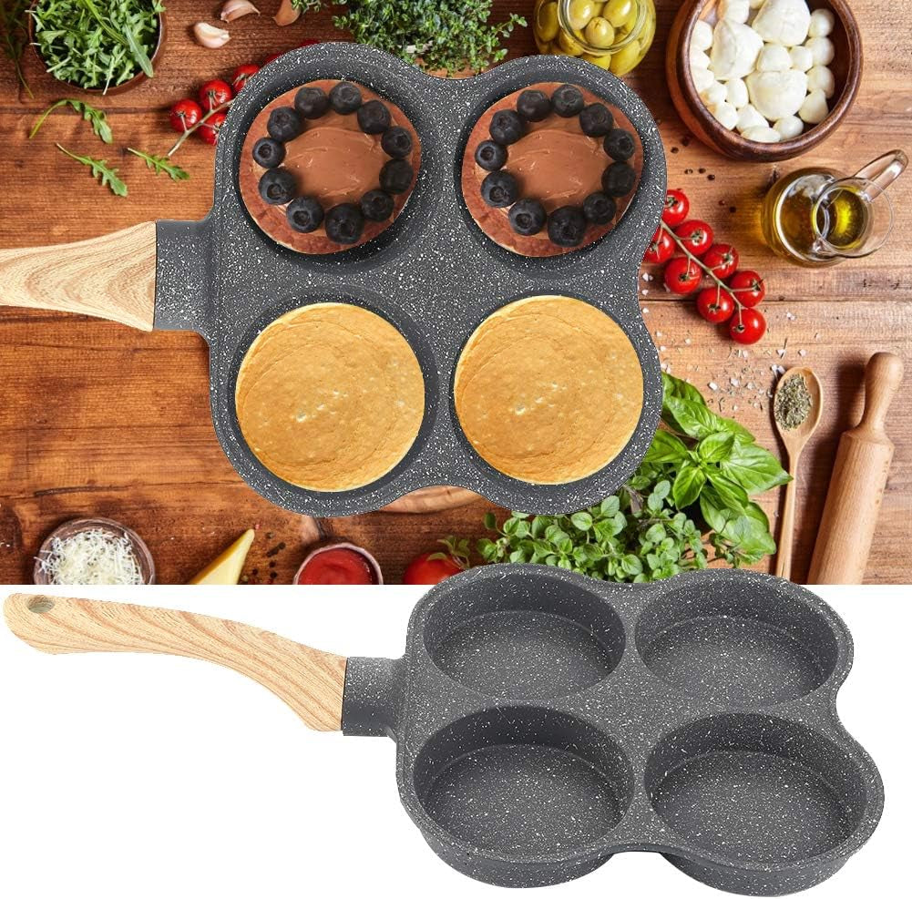4-Hole Egg Frying Pan 4- Pan Non-Stick Frying Pan 4-Cup Egg Frying Coating Egg Cooker Pan Compatible with All Heat Sources,For Egg Burger/Breakfast Pancake
