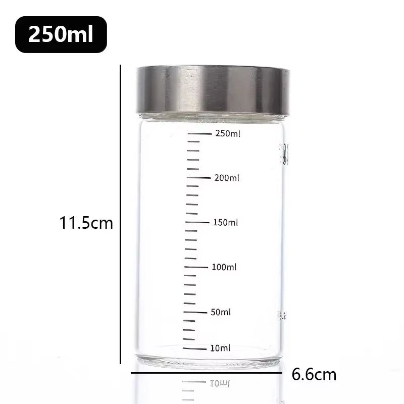 100-500Ml High Borosilicate Glass Bottle with Scale Heat-Resistant Glass Seal Jar Kitchen Seasoning Spices Storage Bottle Gadget