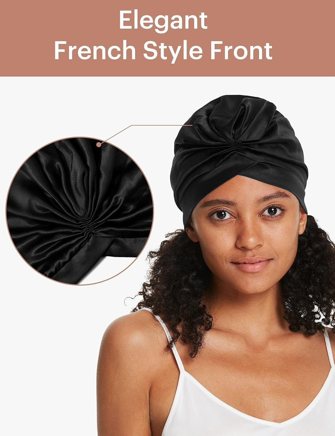 Silk Bonnet for Sleeping Womens 100% Mulberry Silk Sleep Cap Hair Wrap for Curly Long Hair
