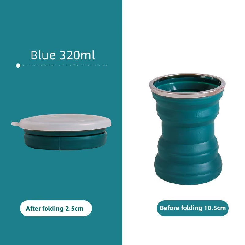 Portable Silicone Foldable Cup with Lanyard Heat Resistant Collapsible Cups Lid Folding Storage Travel Mug for Hot Water