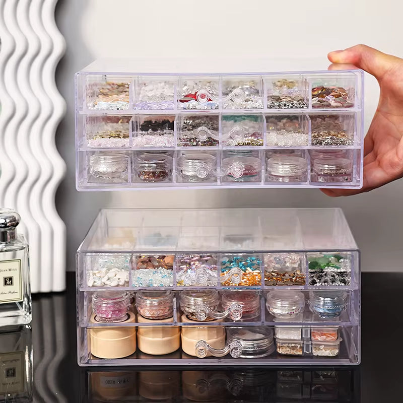 1Pc Acrylic 3-Layer/5-Layer Jewelry Nail Accessories Storage Box, Transparent Ring Jewelry Display Box Room Aesthetic Decoration