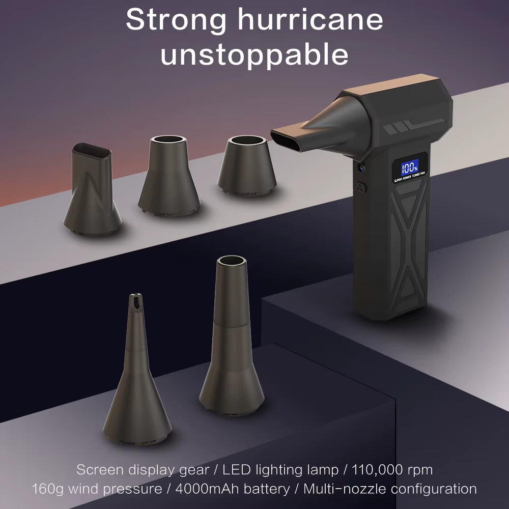 P70 High-Speed Violent Turbo Fan 4000Mah 110000RPM Handheld Portable Blower Vacuum Cleaner Dust-Off Device 4 Speed for Car Home