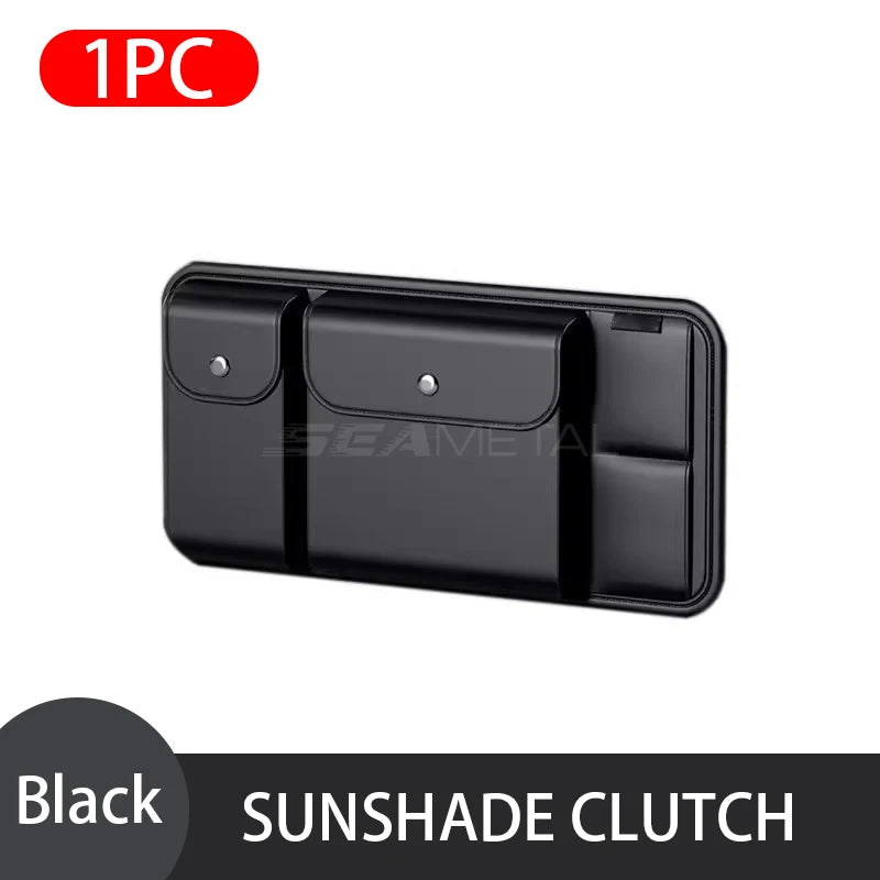 Luxury Car Sun Visor Organizer Universal Visor Panel Storage Bag PU Leahter Multi-Pocket Auto Storage Pouch Glasses Box