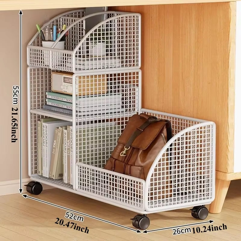 Multi-Layer Organizer Bookcase Mobile Desktop Document Book Storage Rack Large Bookshelf Desk Side Storage Bookcase Organizer