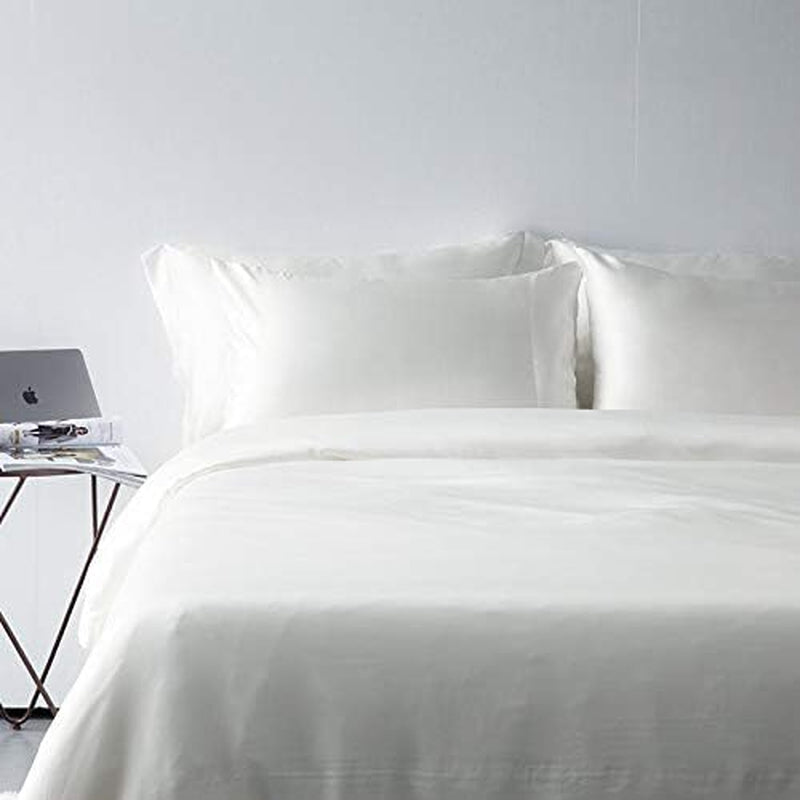 4Pcs 25MM Silk Sheets Set 100% Charmeuse Mulberry Silk Bed Sheet Set,Full Size Seamless,Thick, Heavy Silk,Ivory