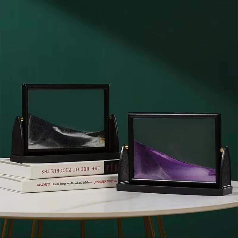 Rotatable Sandscape Moving Sand Art Picture Square Glass 3D in Motion Quicksand Hourglass Creative Flowing Sand Home Decor Gifts