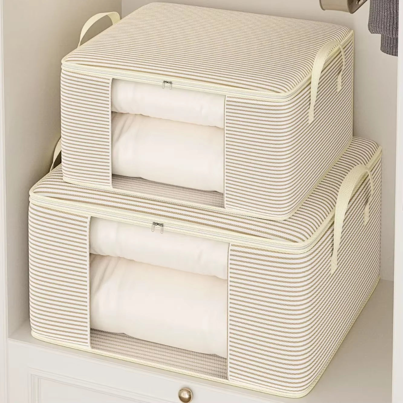 Thickened 120G Cloth Visual Storage Bag Large Capacity Clothes Quilt Home Use Packing Organizer Bag Non-Woven Fabric Box Shape