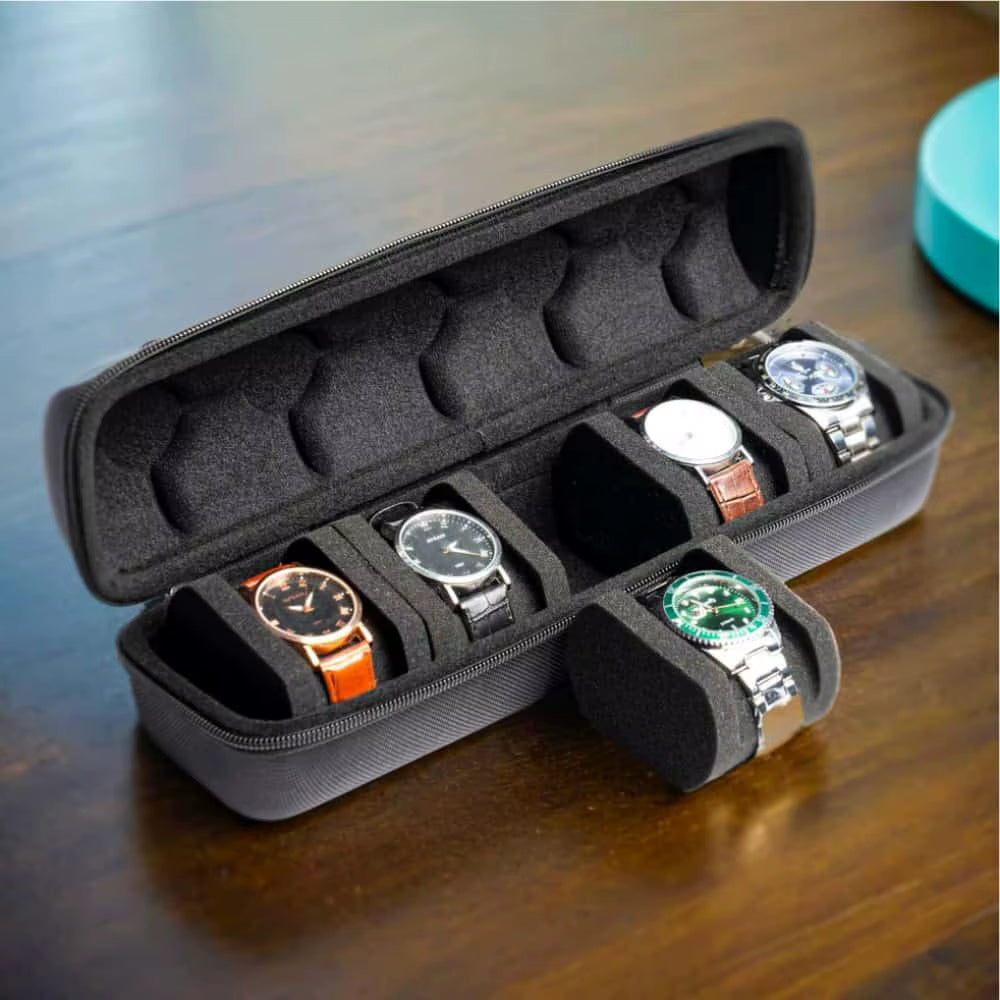 1/2/3/5/8-Slot Watch Case |Hard Shell Travel Organizer with Pillow Insert - Gift Ready (Black),Suitable for Smart Watch Storage