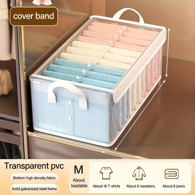 Extra-Large Foldable PVC Storage Box with Lid - Dustproof, Multi-Purpose Organizer for Clothes Trousers Closet Organizer