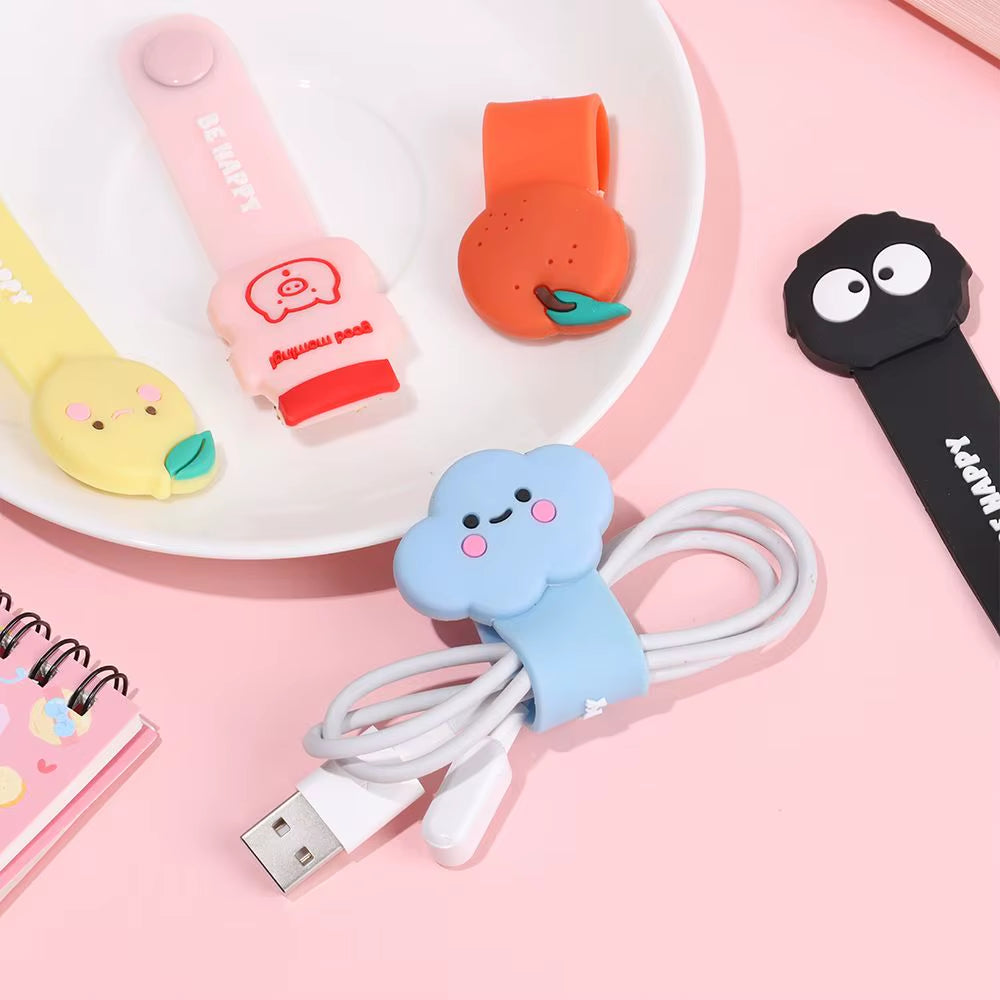 Cute Cartoon Data Cable Organizer Multifunction Cord Protector Bookmark Clips Wire Cord Winder Data Line Storage Earphone Winder