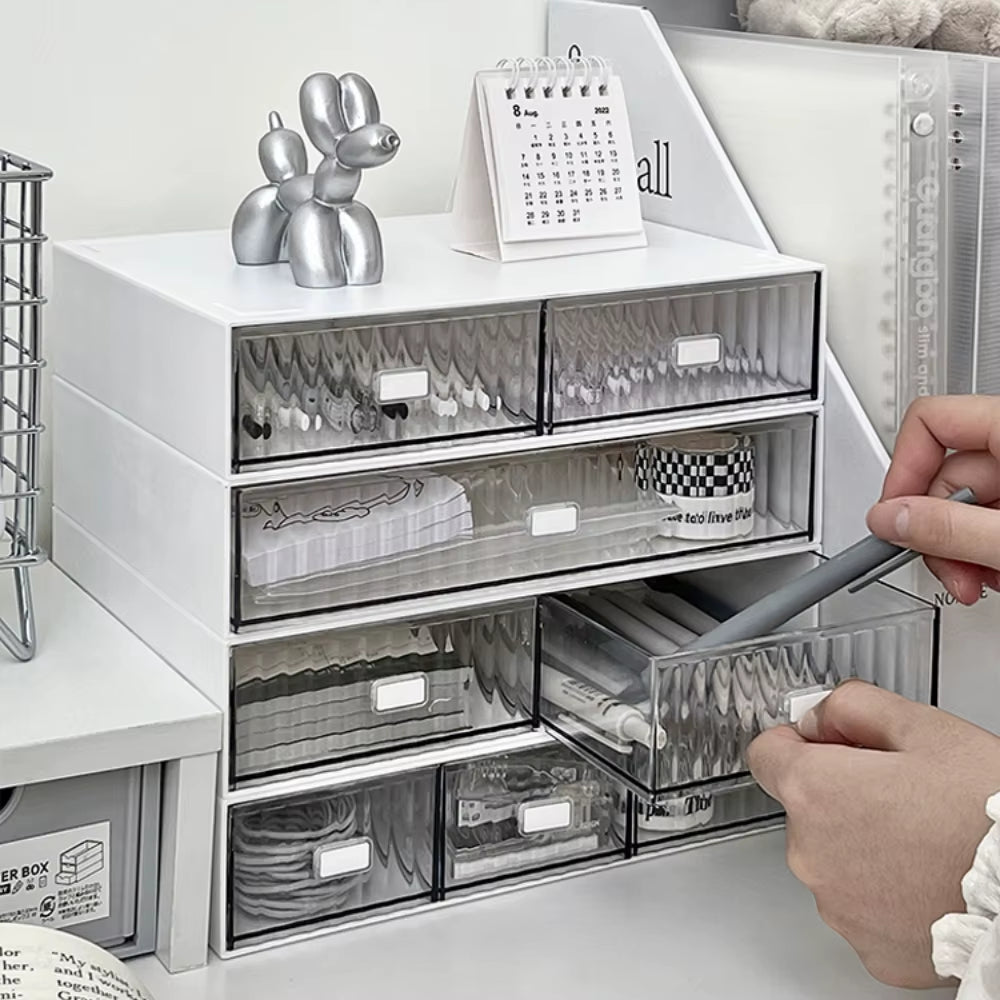 Ins Acrylic Pen Holder Storage Box Desktop Stationery Pen Box Office Transparent Large-Capacity Drawer Makeup Organizer Cosmetic